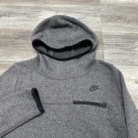 Nike Sportswear Summit Gray Womens L Funnel Neck Fleece High Low Pullover Hoodie - Picture 1 of 10